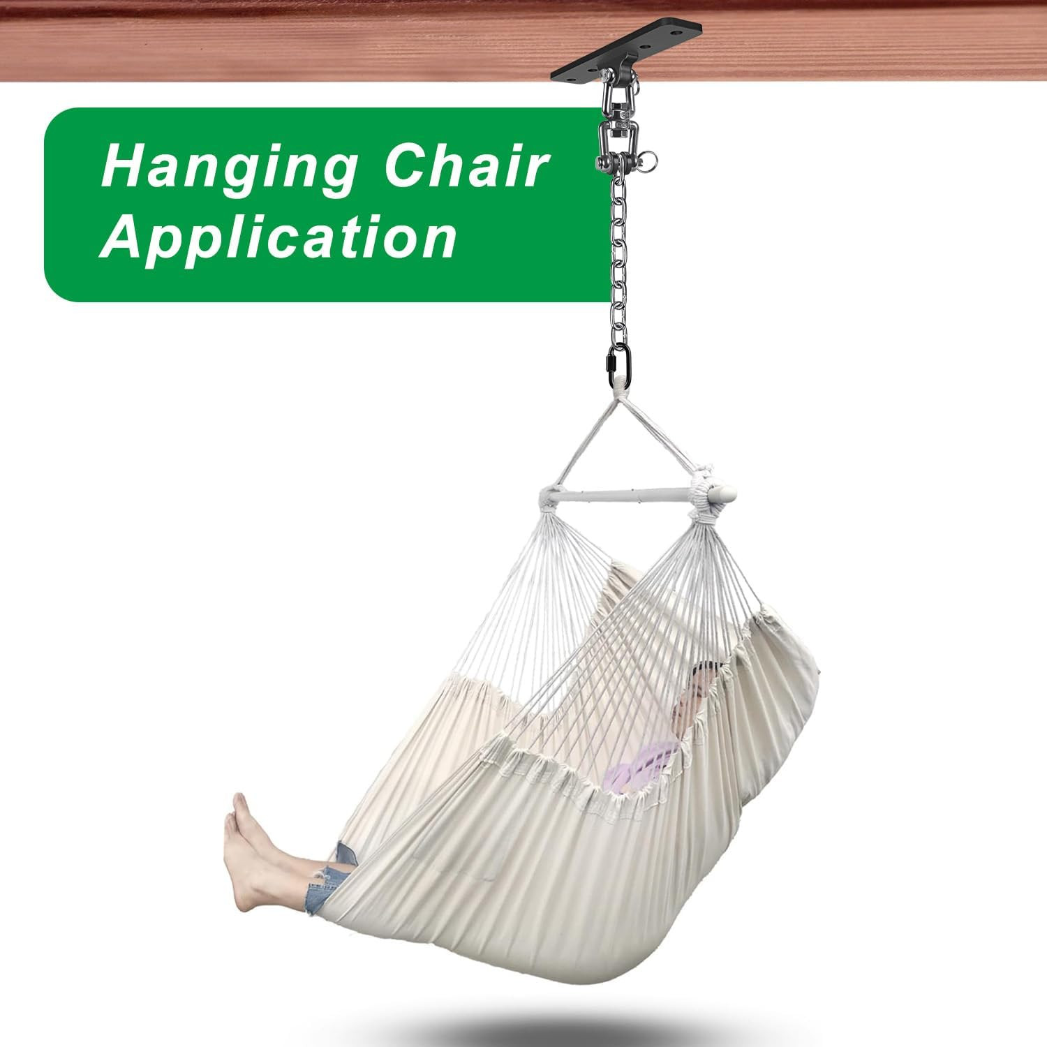 Heavy Duty Hammock Chair Hanging Kit with Chain, 360&deg; Swing Hanger, 600 lb Capac
