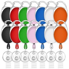 14 Packs Retractable Badge Holder Carabiner Badge Reel Multicolor Retractable...