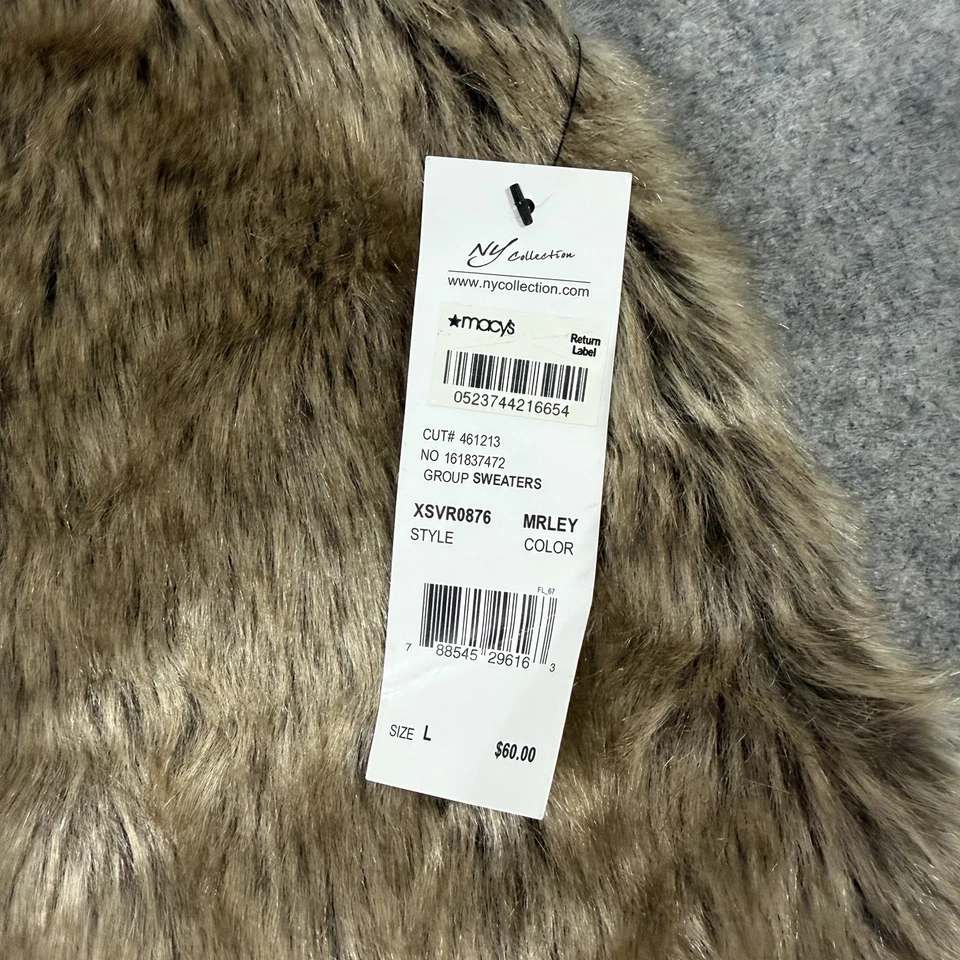 Chaleco tejido elástico manga piel sintética colección NY para mujer talla grande blanco marrón Foto 4 de 4