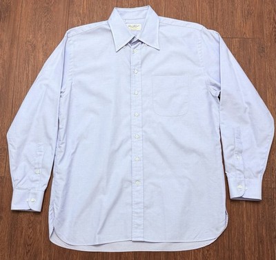 Ben Silver Shirt Men 16.5 Blue Charleston Oxford Cloth OCBD Button Down Large