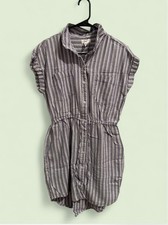 Japna - White and Blue Striped Button Down Shirt Dress Size Large
