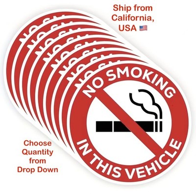 No Smoking in this Vehicle - 2  inch Vinyl Sticker Car Bus Auto Truck Train