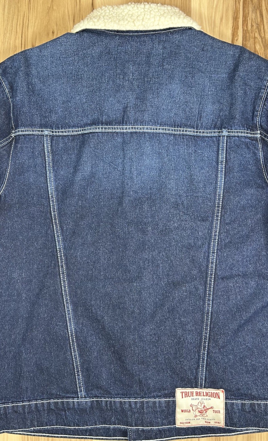 True Religion Denim Trucker Jacket Men's XL Sherpa Collar Dark Wash Jean Coat thumbnail 15