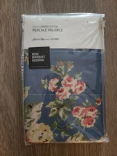 Eddie Bauer Home Valance-Blue Floral "Rose Bouquet" 82x21 NIP
