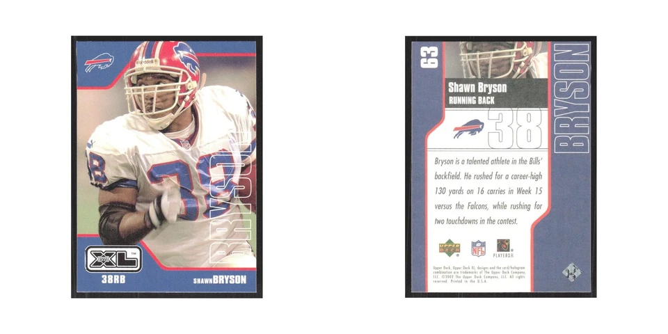 2002 Upper Deck XL Shawn Bryson Bills #63 - Image 3 of 3