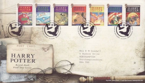 GB Stamps First Day Cover Harry Potter ,magic, wizard, wand, book, owl SHS 2007