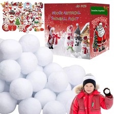 Fake Snowballs 50 Pcs,Snowballs for Kids Indoor,Snow Fight Balls,Soft Artific...
