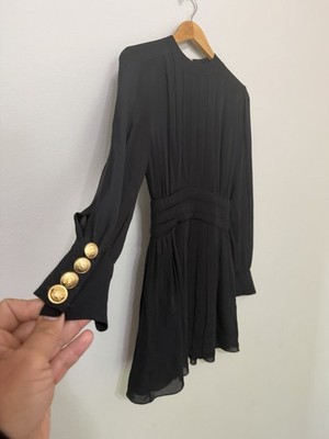 Balmain Paris Black 100% SILK Dress Size S Made In France Excellent Condition