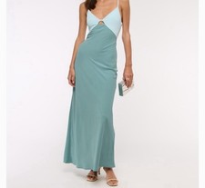 Women’s Abercrombie Julia Slip Cutout Maxi Dress In Turquoise Size S NWOT