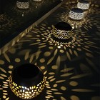 Solar Metal Outdoor Garden Ornament Light Decoration Ironwork Round Patio Lamp