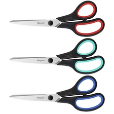 8 Inch Multipurpose Scissors - Titanium Coated Blades with Comfort Grip (2 Pack)