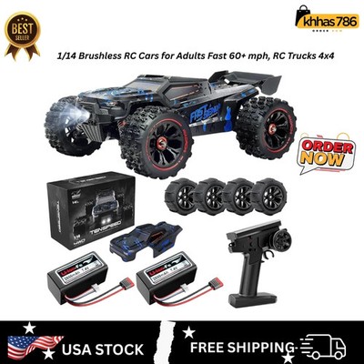 1/14 Brushless RC Cars for Adults Fast 60+ mph, RC Trucks 4x4 Offroad ...