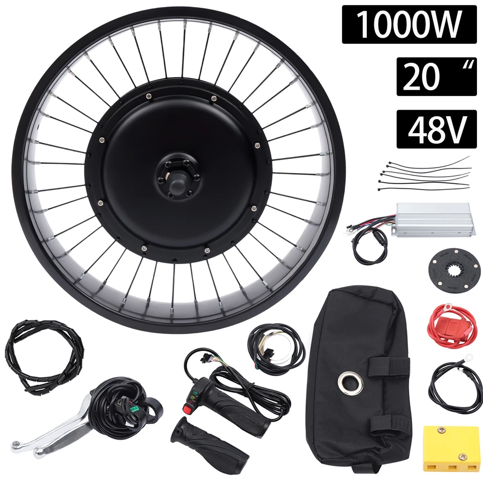 20" Electric E-Bike Front Wheel Motor Bicycle Conversion Kit Fat Tire 48V 1000W - Image 2 of 4