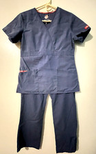 Women Dickies Size X Small Dark Blue Scrub set Top and Pants. Short length