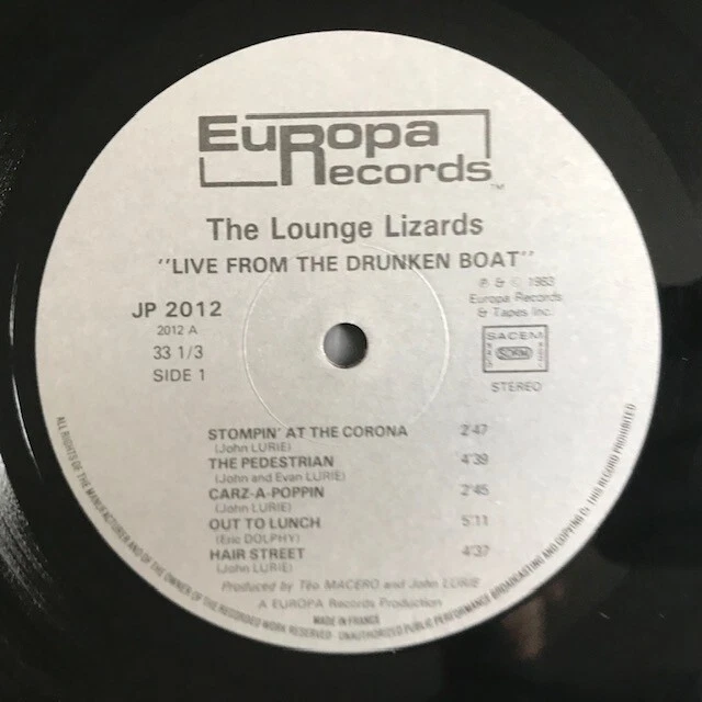 The Lounge Lizards – Live From The Drunken Boat Vinyl LP France 1983 Great! - Photo 4/4