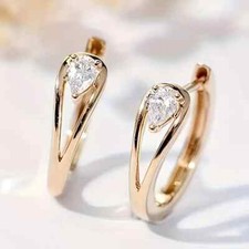 Elegant Simple Style Cubic Zirconia Hoop Earrings Women Fashion Daily Party