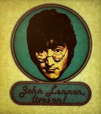Original Vintage John Lennon Lives On Glitter Iron On Transfer