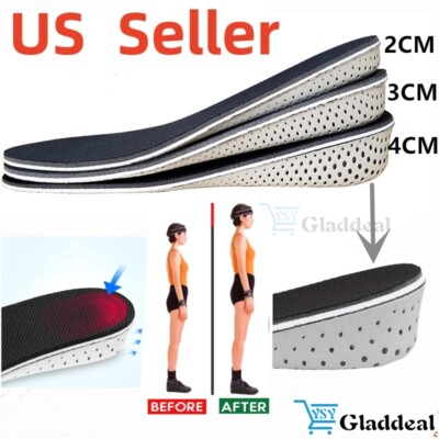 Men Women Invisible Height Increase Insoles Heel Lift Taller Shoe Inserts Pad US