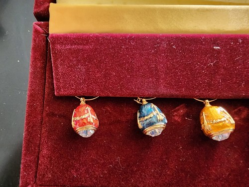 MGM GRAND 6 Fabergé Corte Imperial Copa de Vino Huevo Dije en Caja de Terciopelo Rojo - Imagen 6 de 12