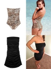 Victoria's Secret Strapless Shaping SwimDress Retail 128 Leopard Black S-M-L-XL