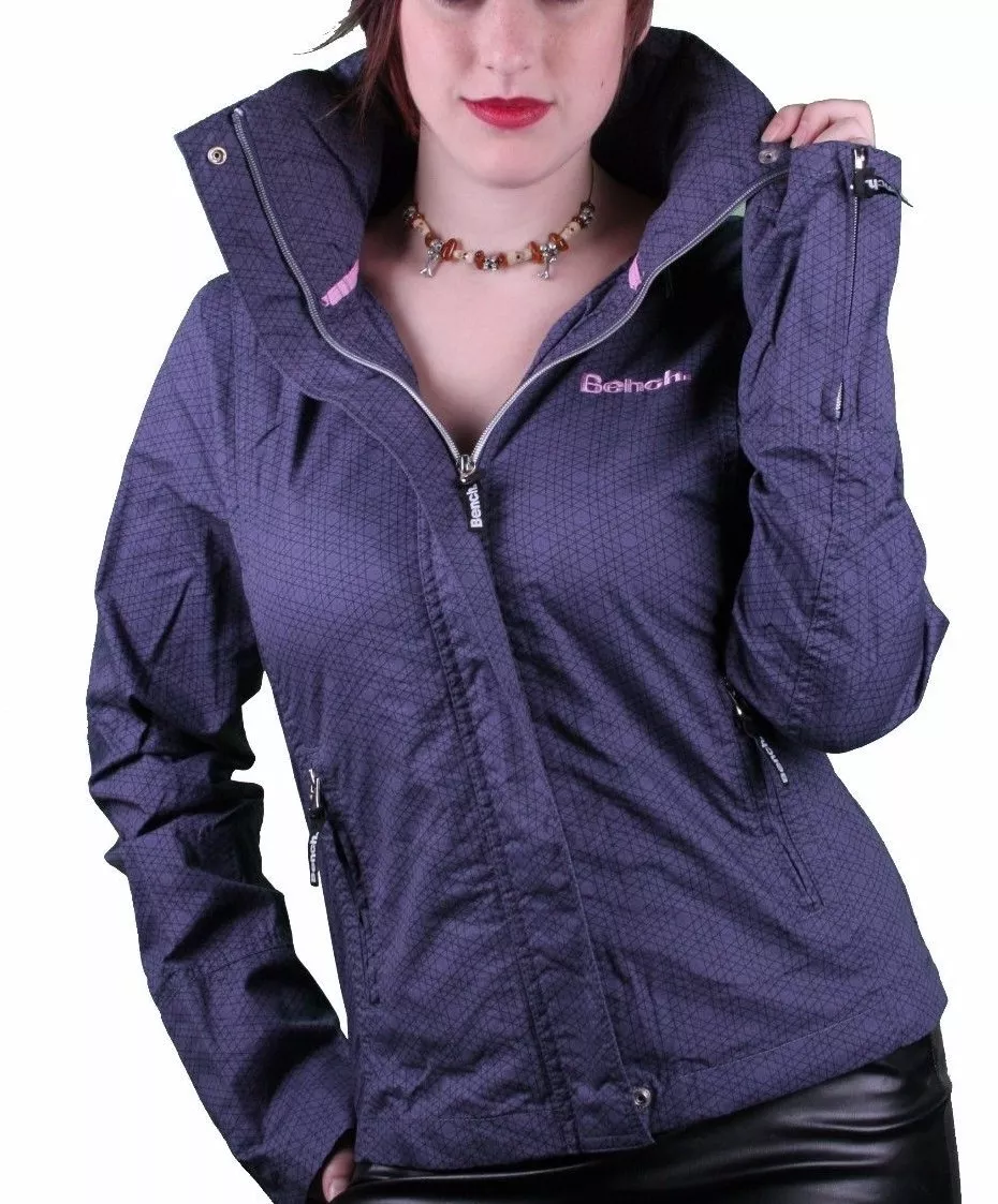 Bench UK Barbecue Blue Stow away Hood Geometric Pattern Cotton Light Jacket NWT