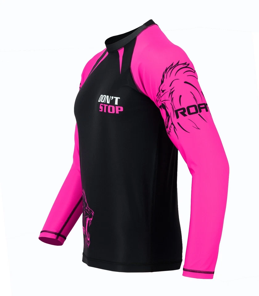 ROAR Pink Ladies Rash Guard Set MMA Shorts Female BJJ Spats No Gi Fight Wear - Image 4 of 4