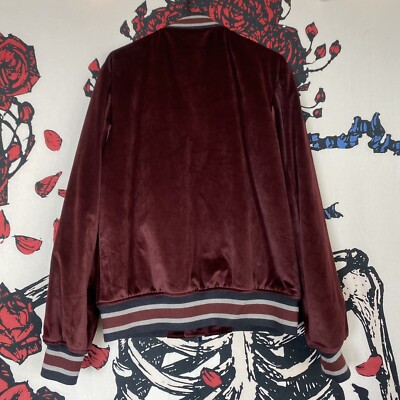 General Admission Toluca Velour Bomber Jacket Burgundy Los Angeles 