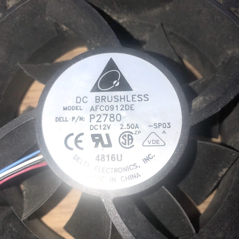 DELTA AFC0912DE DC Brushless Cooling Fan 90mm for Computer Case 12V 2.5A P2780 - Image 2 of 4