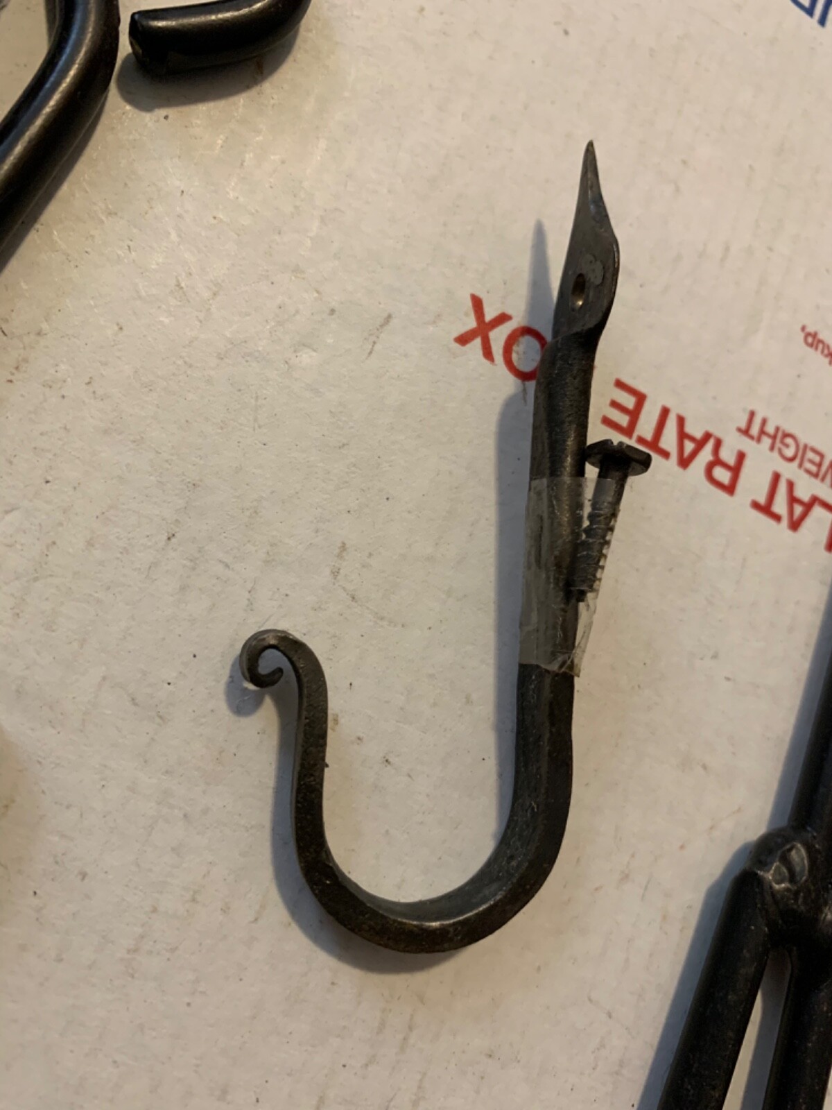 Lot of 6 Hand Wrought Iron Hooks wall brackets eBay