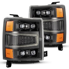 Para 14-15 faros delanteros Chevrolet Silverado 1500 Alpharex Nova Alpha negro LED