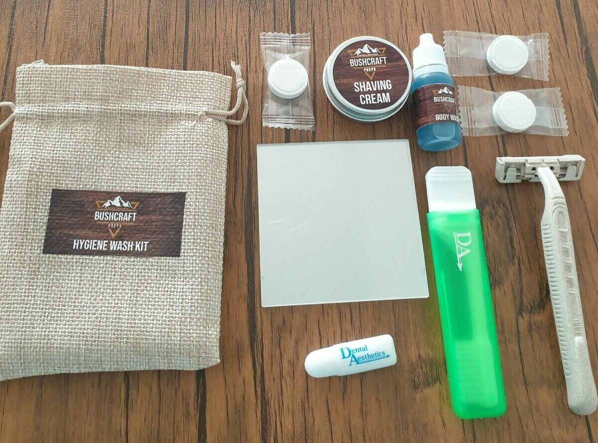 Hygiene Wash Survival Kit Tin Toothbrush Razor Camping Traveling Scouts