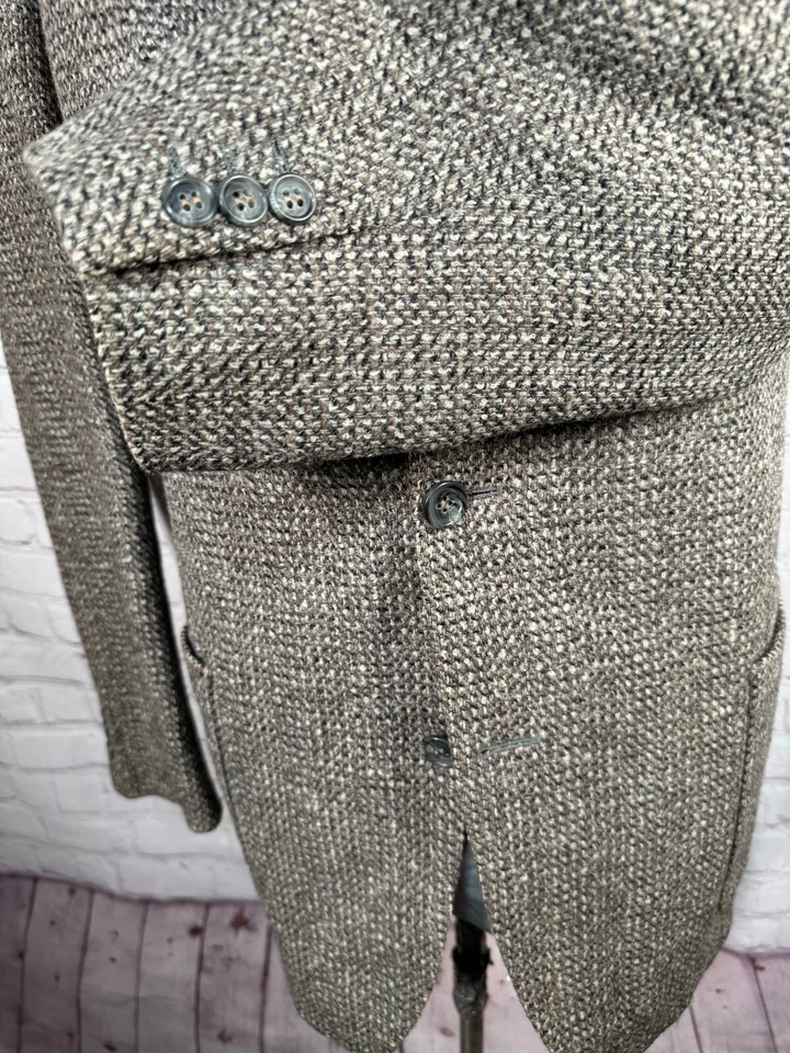 Abrigo Blazer Chaqueta Deportivo LUBIAM Para Hombres Marrón WEED LANA ITALIANA CASERA Foto 4 de 4