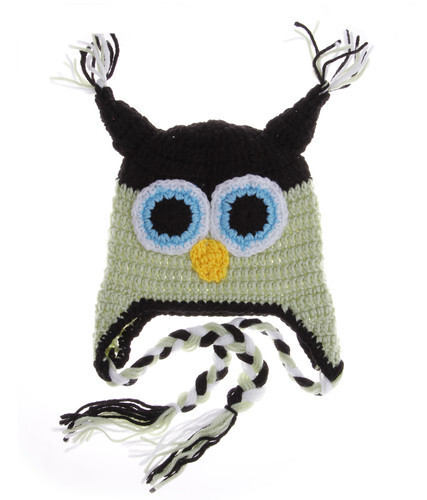 Owl Knitted Hat Caps Kids Baby Girl Boy Beanie Wooly Crochet Pink Green Blue - Picture 16 of 18