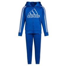 New Toddler 4T Boy's Adidas 2 Piece Blue Full Zip Hoodie and Pants Active Set