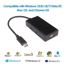 USB 3.1 Type C to 1000 Ethernet LAN Network Adapter w USB 3.0 Ports to RJ45 