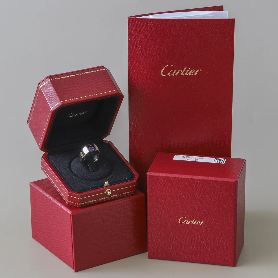 Anillo Cartier Tank en Oro Amarillo 18k con Caja Amatista y Papeles 8mm Talla 52 (6) Foto 2 de 4