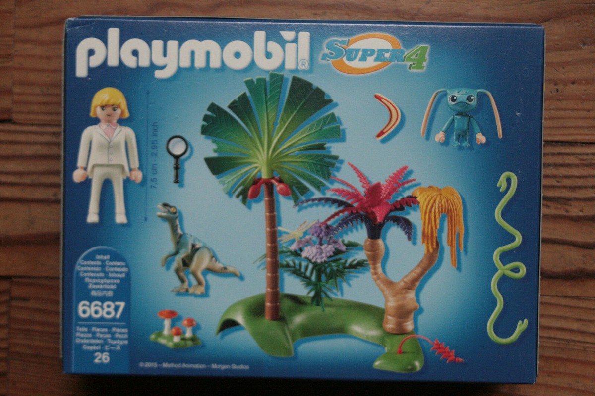 Playmobil Super 4 Lost Island Adventure Set With Alien & Raptor - Dinosaur Toy Building Kit For Kids 5+