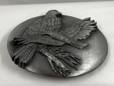 Vintage 1990 Siskiyou Belt Buckle Eagle Bird of Prey in Flight  Branch Pewter