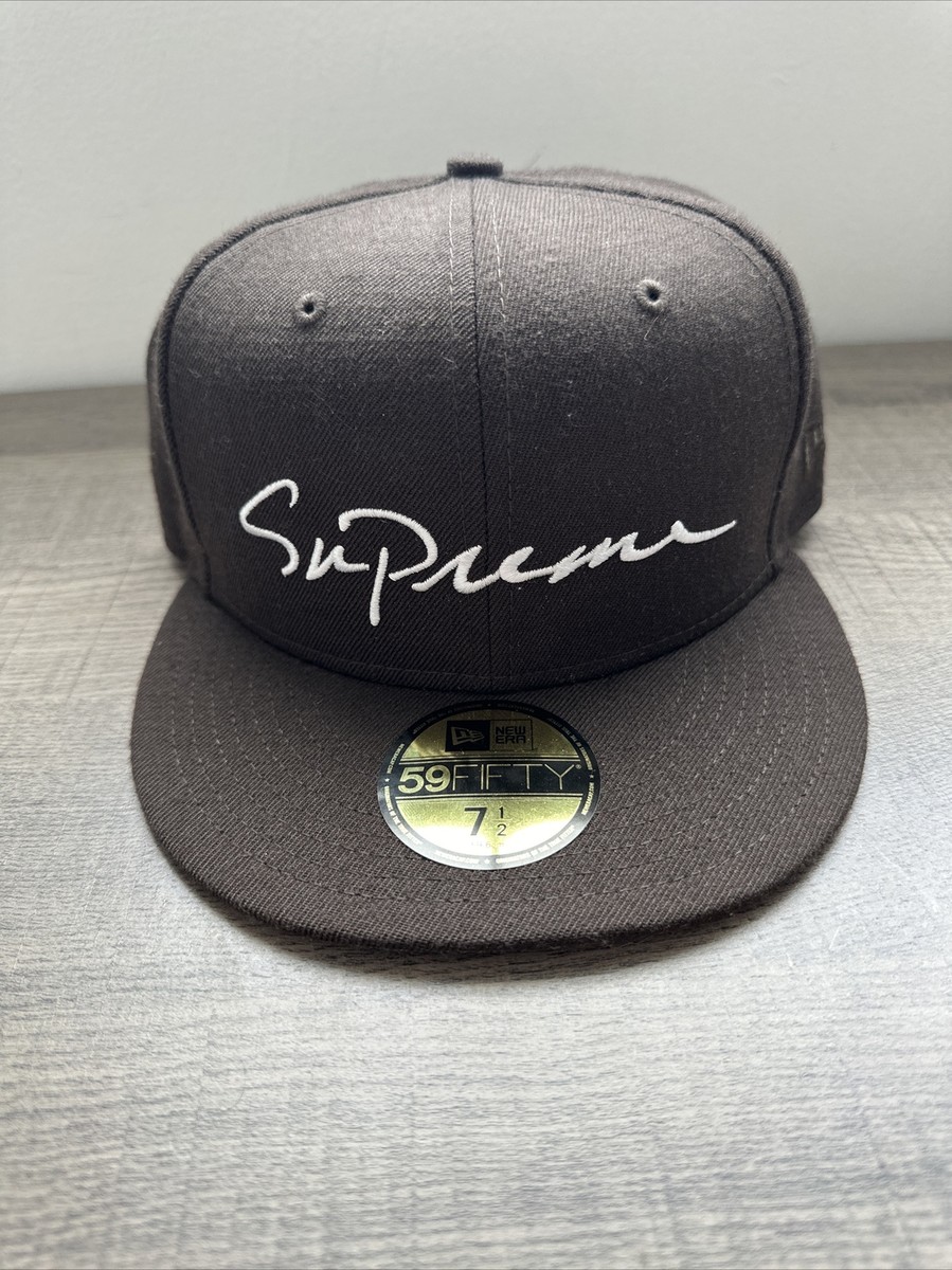 Supreme Classic Script New Era Cap Hat Brown 7 1/2 - FW18 - NEW | eBay