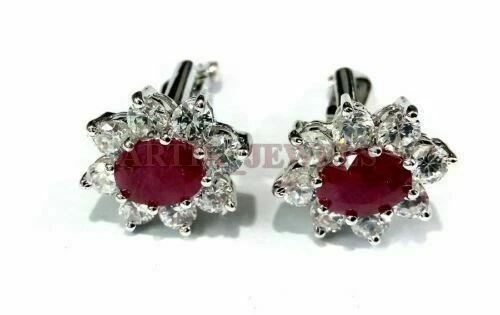 Heated Ruby Gemstone with 925 Sterling Silver Cufflink #2551 - Image 2 of 3