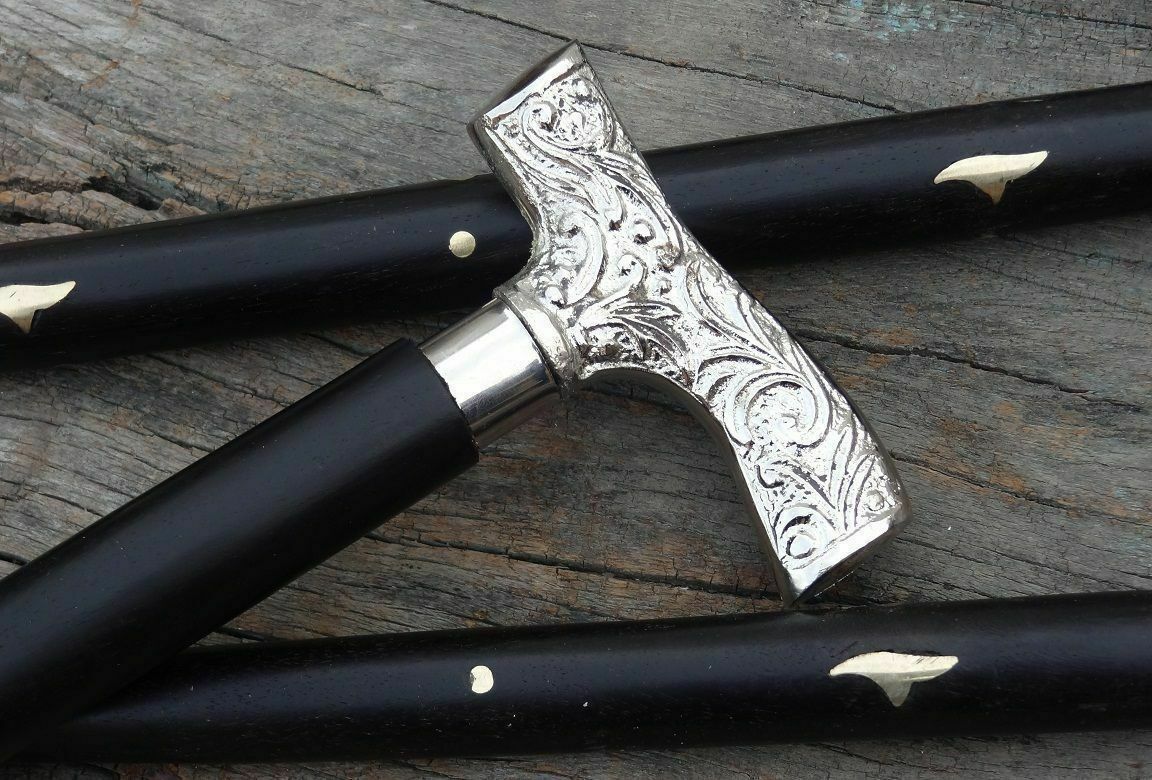 Solid Brass Design Silver Derby Head Handle Victo… - image 1