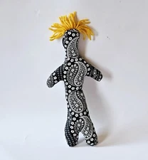Dammit Doll Stress Reliever Handmade Novelty Gift Black White Paisley Print 12"