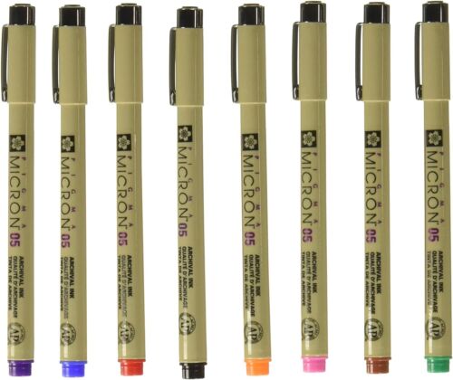 Sakura Pigma Micron pens 05 line Drawing 8 Color Set, Archival ink fineliner man - Picture 3 of 4