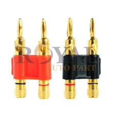 1 set of 2 Gold Plated Dual Banana Plug Connectors 1 Red + 1 Black