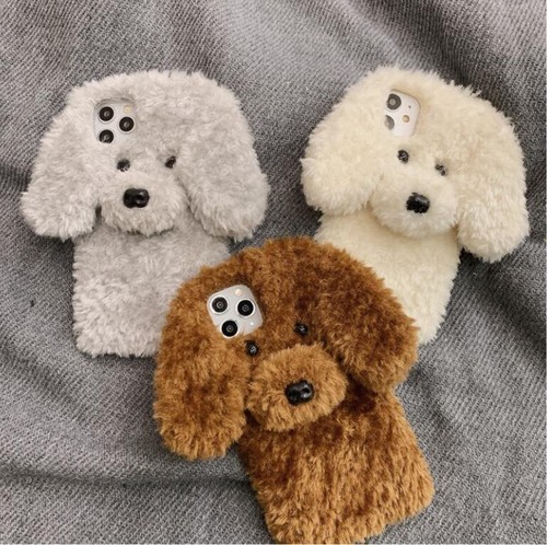 Girly Cute Pet Nap Case , Cute Faux Fur Fluffy Plush Shockproof Warm Phone Cover - 第 12/27 張圖片