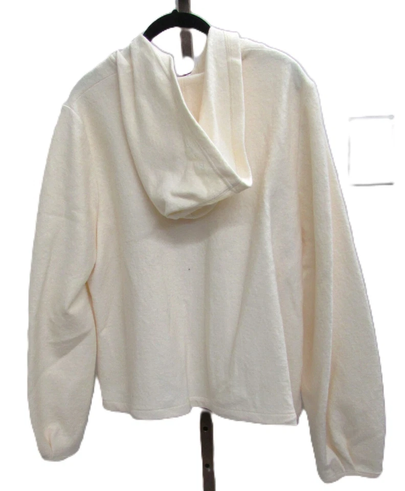 Geiger Women Cream Zipper Front Sweater Jacket w Hood Size XL - Image 2 of 2