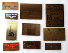 10 x Vintage Transport Model Steam Etc Rally Brass Plaques - Lot/1