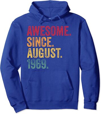 Awesome Since August 1969 Cool Birthday Gift Vintage Unisex Hooded Sweatshirt