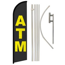 ATM Windless Banner Swooper Advertising Flag Pole Kit Atm Cash Withdrawal