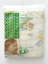 New Vintage CURITY Baby Crib Fitted Sheet Animals Alphabet Letters Cotton USA